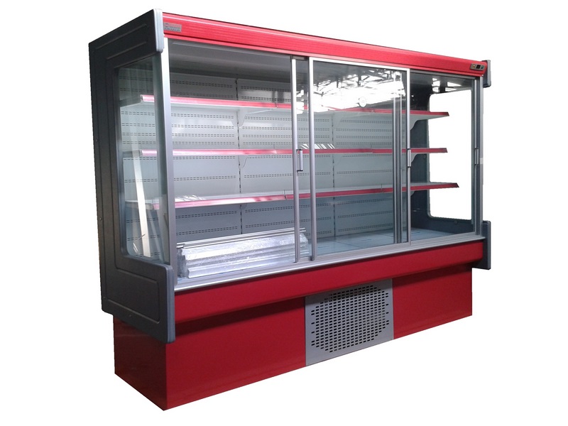 It is a central aisle that we design and manufacture for supermarkets in Southern Europe. Effective for the display and protection of processed meat and dairy products.